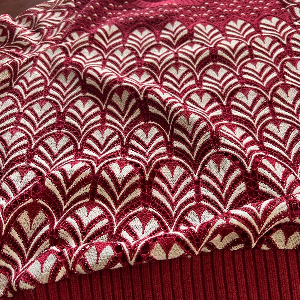 Daniel Rainn Red and White Crew Neck Sweater - Picture 2 of 9